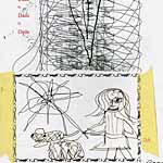 ›Das Talent‹, 4.9.2001, Tusche, Tintenstrahldruck, Kopie, Klebeband auf Papier, 30x21cm, 150€