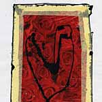 ›Rosenherz‹, 19.1.2005, Tusche, Geschenkpapier, Klebeband auf Papier, 30x21cm, 150€