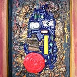 ›Von den Dingen‹, 2002/08, Öl, Glas, Plastik etc. auf Leinwand, bemalter Holzrahmen, 28,7x21cm, 600€