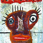 ›Kopfff‹, 2004, Öl, Lack auf Tischplatte (Bemalte Rückseite), 81x60cm, 2300€