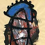 ›männlich‹, 19.5.1996, industry painter, Dispersion, Chinatusche auf Papier, 29,5x21cm, 130€